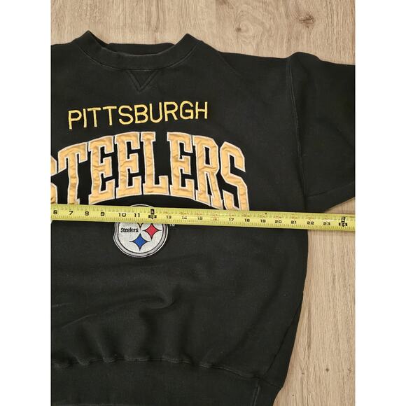 Vintage Logo Athletic Embroidered Pittsburgh Steelers NFL Sweatshirt Large Black - Picture 6 of 9
